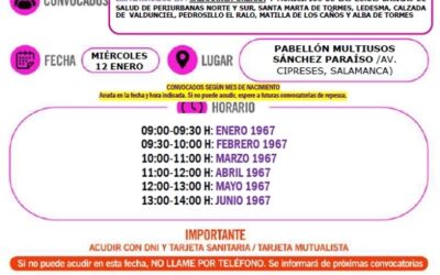 Dosis de recuerdo. Vacunación 3ª dosis para personas nacidas de enero a junio de 1967. 12 de enero de 2022