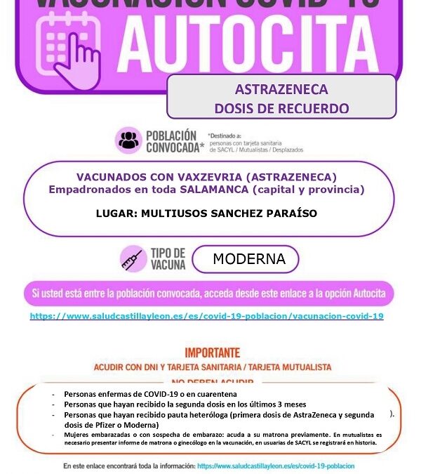 Autocita. Dosis de recuerdo. Personas vacunadas con Astrazeneca. 03 de enero