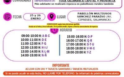 Dosis de recuerdo. Vacunación 3ª dosis. Repesca personas nacidas hasta el año 1980. 25 y 26 de enero de 2022
