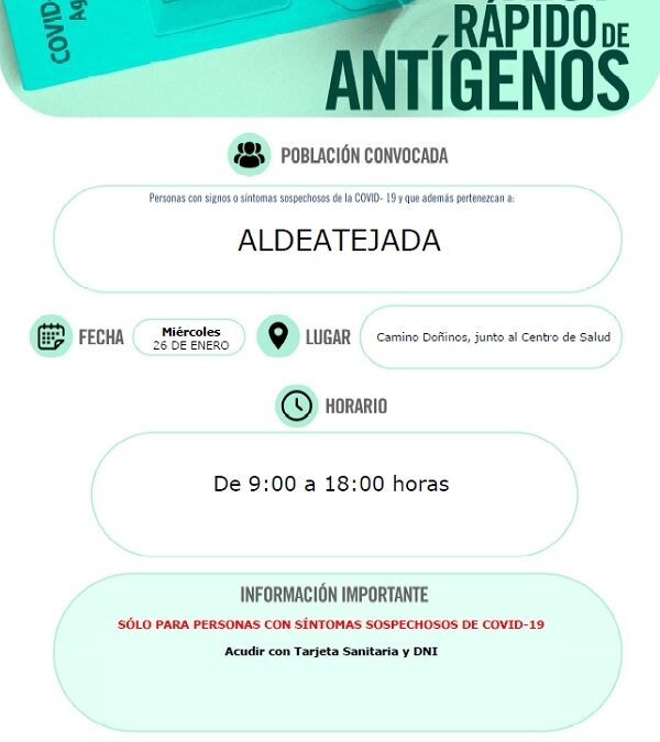 Test rápido de antígenos, Aldeatejada, 26 de enero de 2022