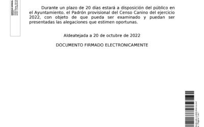  Censo Canino provisional – Año 2022