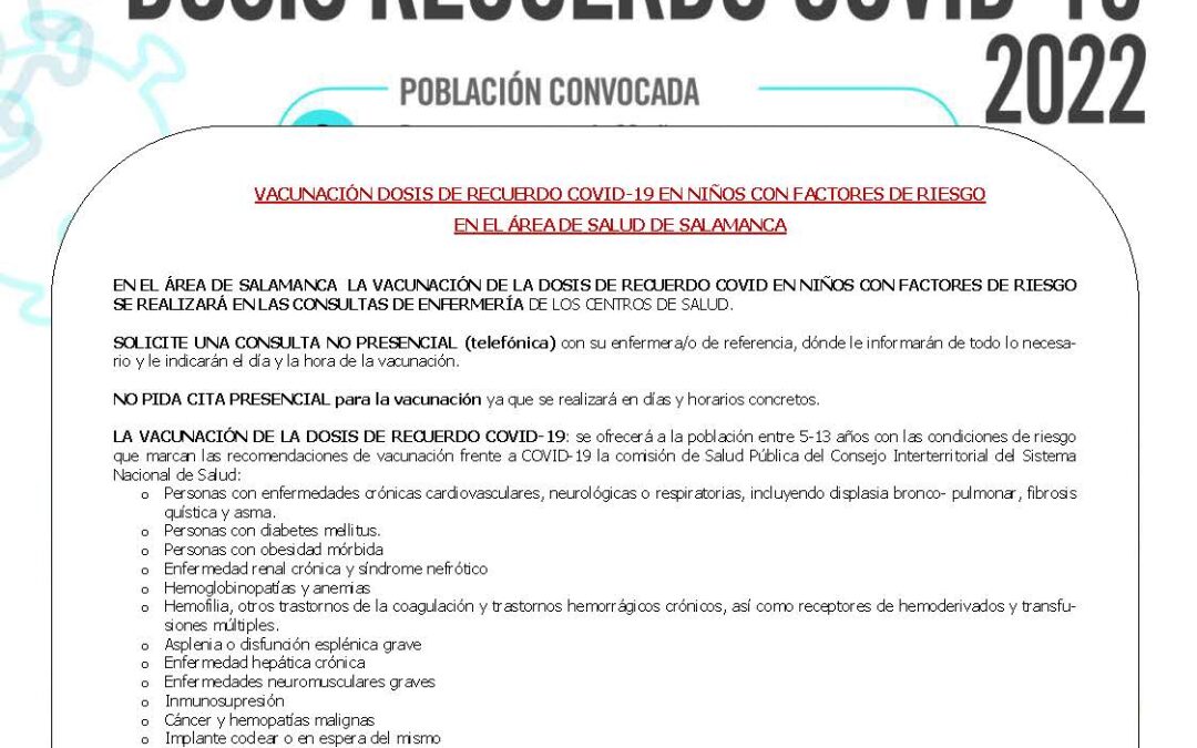 Cartel informativo vacunación Covid y Gripe – Pediatría Salamanca capital y provincia