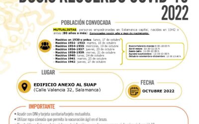 Mutualistas Salamanca dosis de recuerdo Covid 80 años o más – Octubre 2022