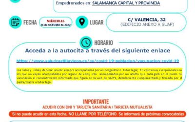 Repesca Vacunación Infantil Salamanca capital y provincia Octubre 2022