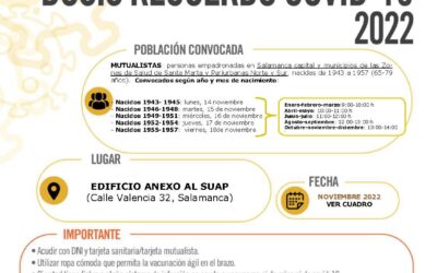 Mutualistas Salamanca Dosis de recuerdo Covid. 65-79 años. Noviembre 2022
