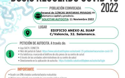 Autocita Personal Clínicas Sanitarias Privada. Salamanca Capital y Provincia – 11 noviembre