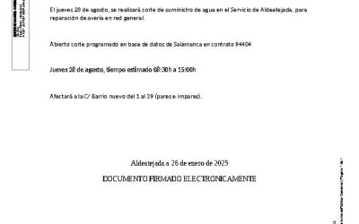 CORTE DE AGUA JUEVES 28 DE AGOSTO