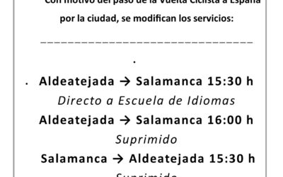 Aviso horarios autobuses viernes 12 de septiembre