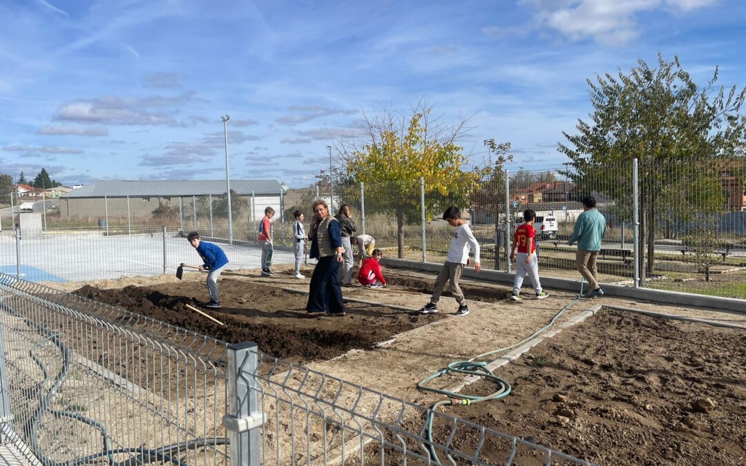 Los niños de Infantil y Primaria comienzan a trabajar en el nuevo huerto del colegio